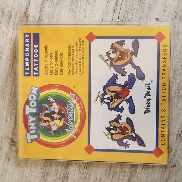 Vintage Tiny Toons- Dizzy Devil Temporary Tattoos - Picture 1 of 2